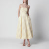 ROTATE Yellow midi dress with floral appliqués