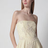 ROTATE Yellow midi dress with floral appliqués