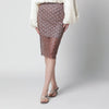 ROTATE Sequin midi skirt with scalloped hem in gull grey