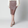 ROTATE Sequin midi skirt with scalloped hem in gull grey