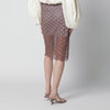 ROTATE Sequin midi skirt with scalloped hem in gull grey