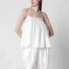 ROTATE Sleeveless striped viscose top in bright white