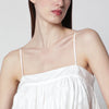 ROTATE Sleeveless striped viscose top in bright white