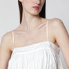ROTATE Sleeveless striped viscose top in bright white