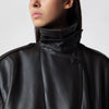 ROTATE Biker jacket in lamb leather in dark brown
