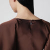 ROTATE Long satin dress with flutter sleeves in Potting Soil
