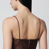 ROTATE Long satin slip dress in Potting Soil