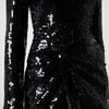 ROTATE Black sequined mini dress with rosette