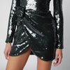 ROTATE Olive black sequined mini dress with rosette