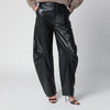 ROTATE Black lamb leather cargo trousers