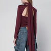 ROTATE Burgundy scarf-detail top