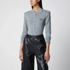 ROTATE Grey wool long-sleeve polo shirt
