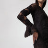 ROTATE Dark brown 3D Flower floral lace mini dress