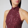 ROTATE Burgundy beaded maxi dress