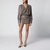 ROTATE Sequin long-sleeve mini dress in fossil beige