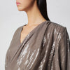 ROTATE Sequin long-sleeve mini dress in fossil beige