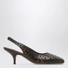 Dries Van Noten Brown aged leather perforated slingback shoes