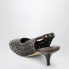 Dries Van Noten Brown aged leather perforated slingback shoes