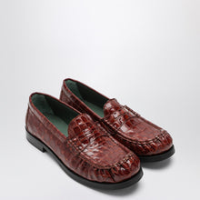  VINNY''s Brown OGEE moccasins with crocodile print