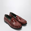 VINNY''s Brown OGEE moccasins with crocodile print