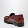 VINNY''s Brown OGEE moccasins with crocodile print
