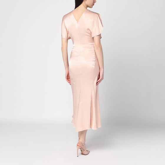 Victoria Beckham Light pink damask dress with gathering