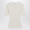 Courreges Courrèges White ribbed sweater in cotton and wool