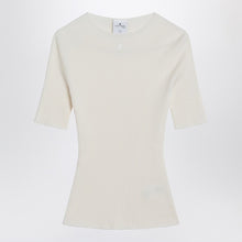  Courreges Courrèges White ribbed sweater in cotton and wool