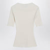 Courreges Courrèges White ribbed sweater in cotton and wool