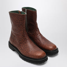  VINNY''s Brown moto boots with crocodile print