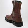 VINNY''s Brown moto boots with crocodile print
