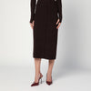 Victoria Beckham Brown midi skirt in wool blend