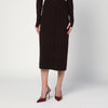 Victoria Beckham Brown midi skirt in wool blend