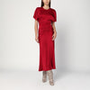 Victoria Beckham Fuchsia pink midi dress with gathered waist