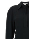 Victoria Beckham Long Sleeve Polo Collar Midi Dress