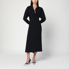  Victoria Beckham Black satin shirt dress midi
