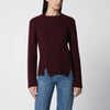 Victoria Beckham Ribbed Sweater in Dark Grey Wool and Cashmere