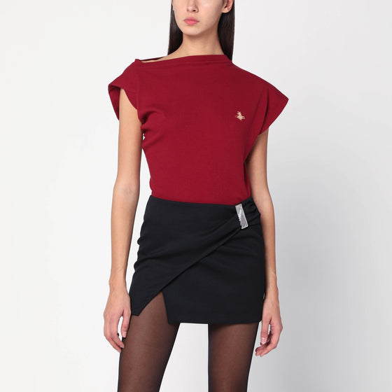 Vivienne Westwood Brick red asymmetrical T-shirt with Orb logo