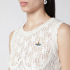 Vivienne Westwood Cream crochet top with Orb logo