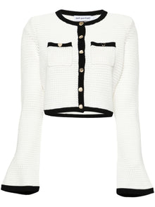  Self-Portrait Pointelle-knit cropped cardigan
