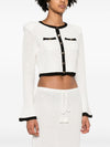 Self-Portrait Pointelle-knit cropped cardigan