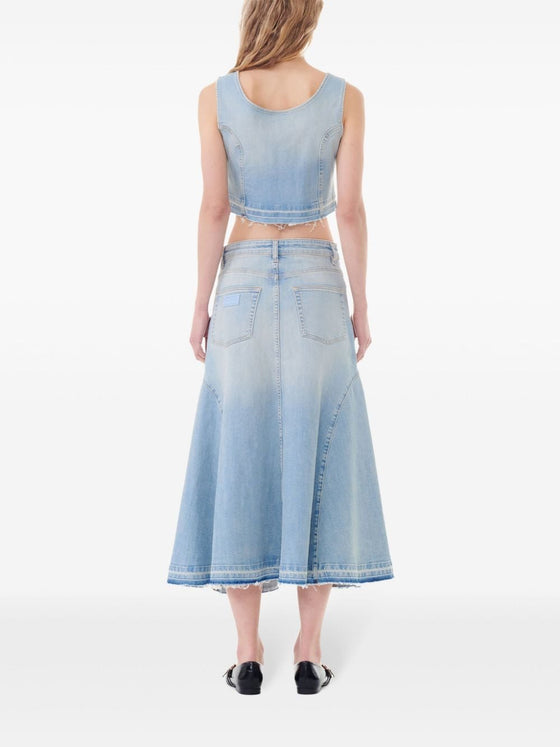 Ganni Flared denim skirt