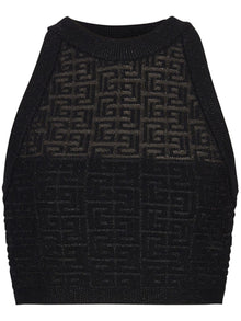  Balmain PB Labyrinth knit top