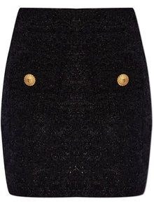  Balmain High-waisted bouclé miniskirt