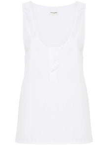  Saint Laurent semi-sheer Henley Tank Top