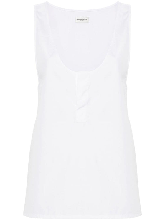 Saint Laurent semi-sheer Henley Tank Top