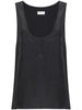 Saint Laurent Henley-neck silk tank top