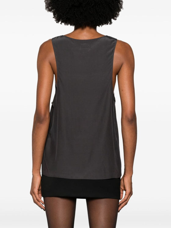 Saint Laurent Henley-neck silk tank top