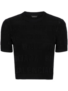  Balenciaga jacquard logo crop top