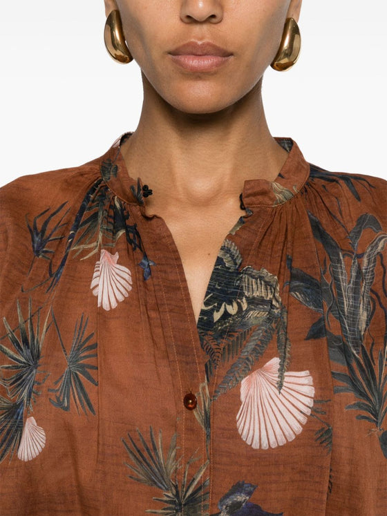 Forte Forte mix-print semi-sheer shirt